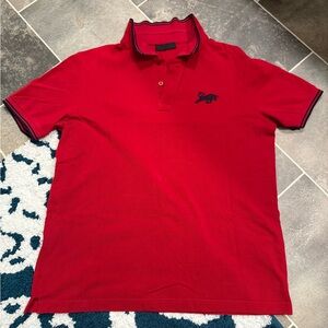 Prada Men's Red Polo with Navy Trim